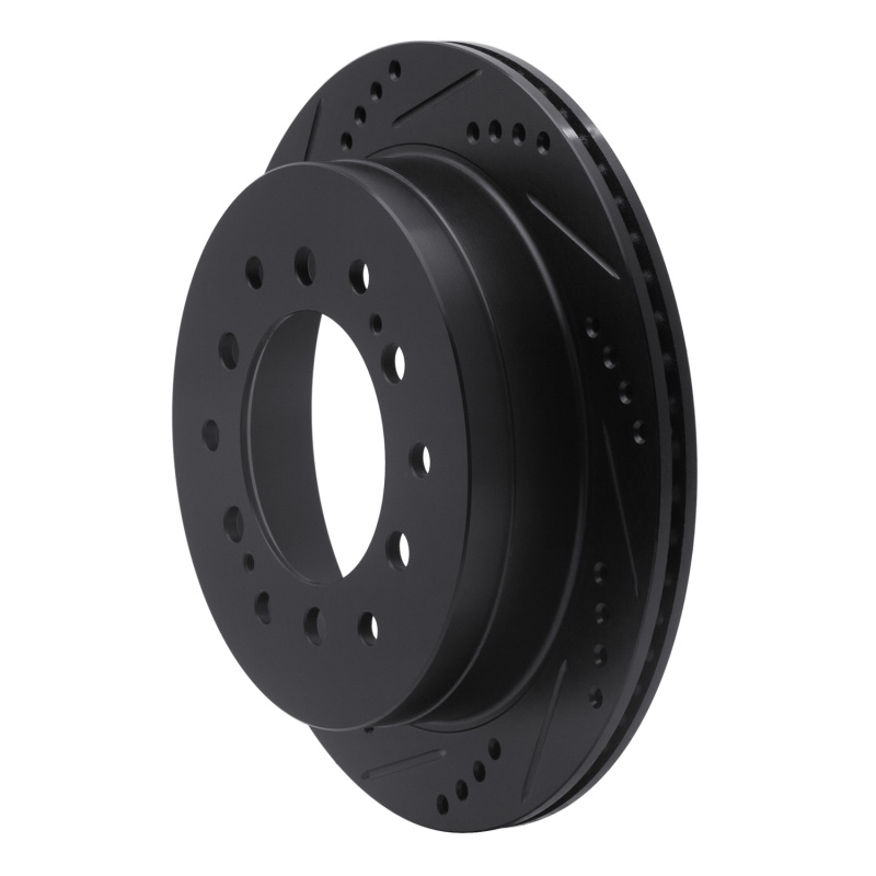 Lexus GX470 Brake Rotor (1) - Rear Left - R1 Concepts - Drilled & Slotted - Black - `01-`09